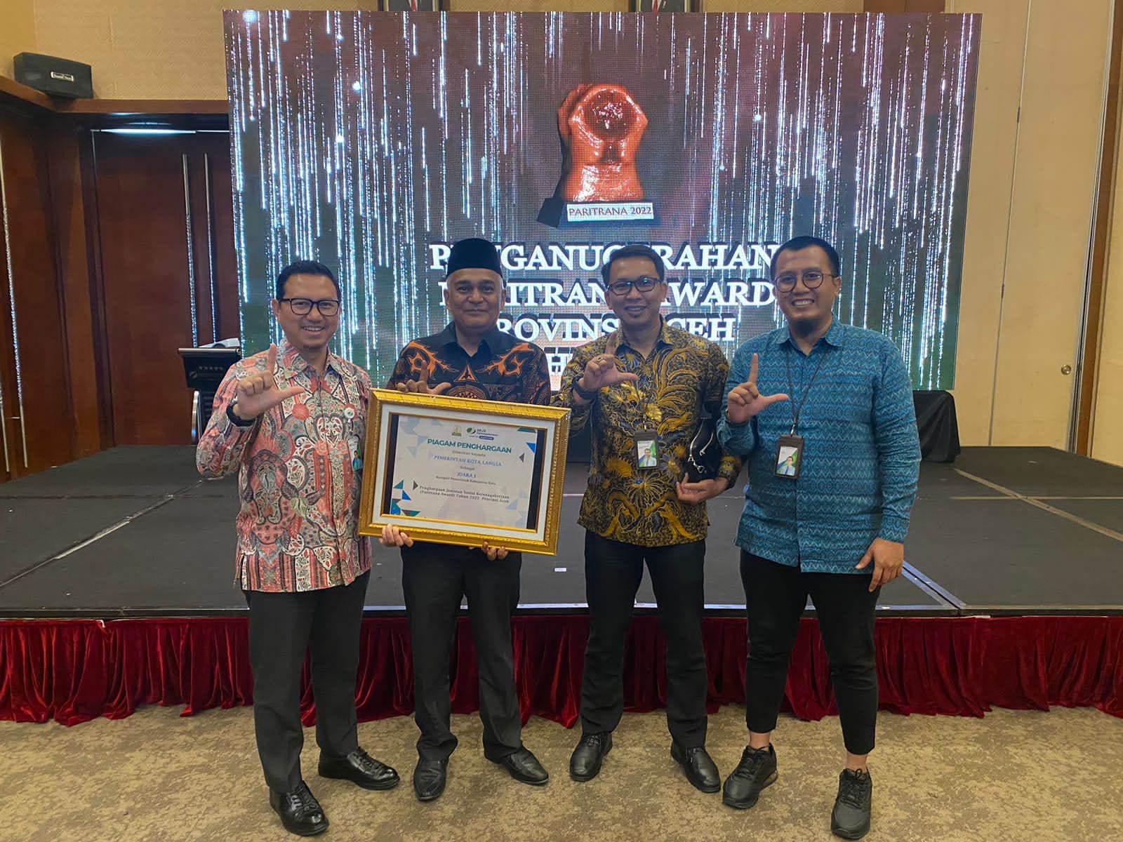 Kota Langsa meraih Juara I Penghargaan Jaminan Sosial Ketenagakerjaan (Paritrana) Award provinsi Aceh tahun 2022 untuk Kategori Kabupaten/Kota